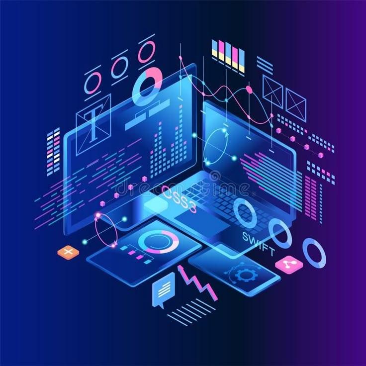 Mobile app project planning workspace with devices and development tools
